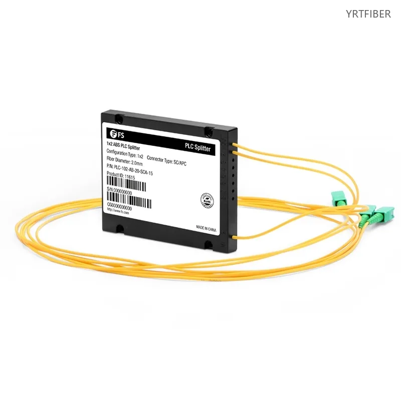 1×2 PLC Fiber Splitter – ABS Module with SC/APC Connectors, Singlemode, 2.0mm Pigtails