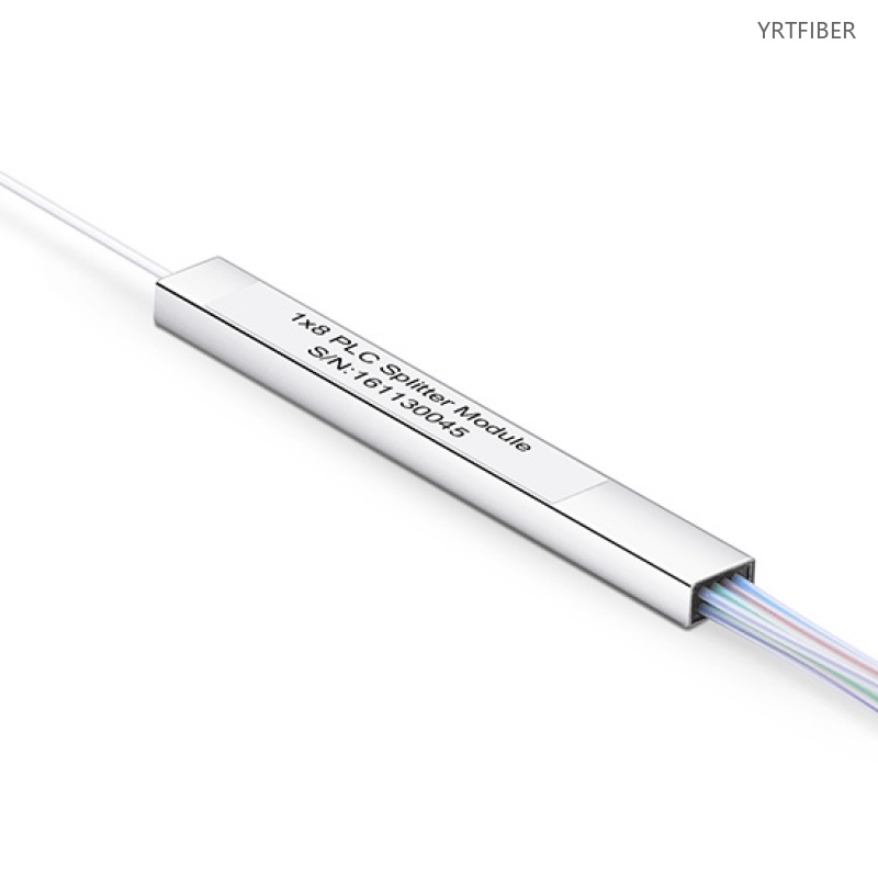1x8 PLC Fiber Optic Splitter – Steel Tubular Mini Module with SC/UPC Connectors